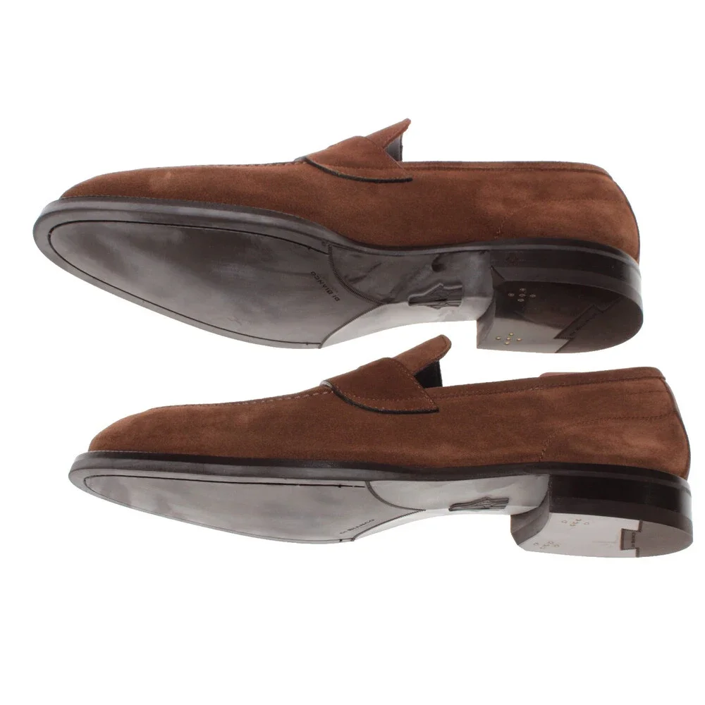 Di Bianco NWB Slip On Penny Loafers Size 10.5 US in Brown Suede Made in Italy
